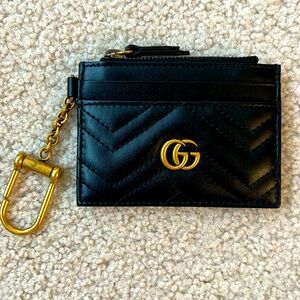 NIB Authentic Gucci GG Marmont Keychain Wallet, Black